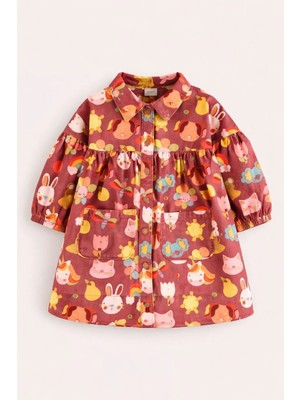 Next Baby Pamuklu Kahverengi Gömlek Yaka Animal Elbise