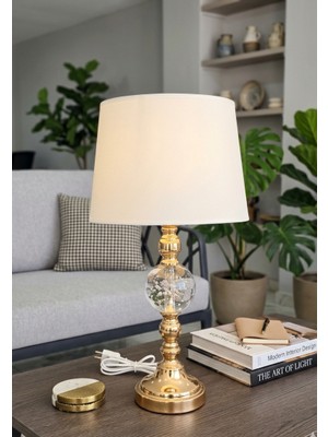 Furkan Tekli Gold Masa Lambası Modern Tasarım Salon Abajur