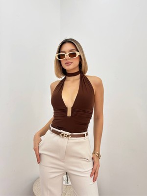 Aida Fashion Boyundan Bağlamalı Bluz