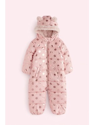 Next Baby Pembe Polar Astarlı Kar Tulumu ( Kendinden Ayaklı)