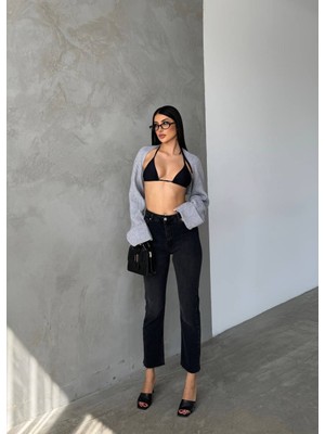 Aida Fashion Kesik Paça Boyfit Jeans