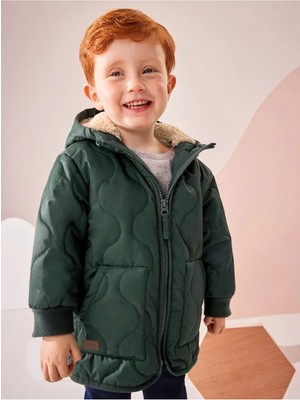 Next Baby Yeşil Kapitone Borg Polar Astarlı Kapüşonlu Suya Dayanıklı Mont