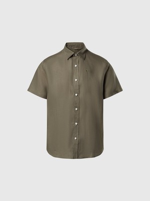 North Sails Regular Fit Kısa Kollu Geniş Yaka Yazlık %100 Keten Gömlek