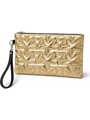 Adelina Bags Yıldız Nakış Işlemeli Portföy El Çantası Bilek Askılı Saten Astarlı Clutch Çanta