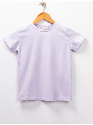 Dekim Moda Kız Çocuk Kısa Kollu Bisiklet Yaka Baskısız Tişört Mevsimlik Pamuklu