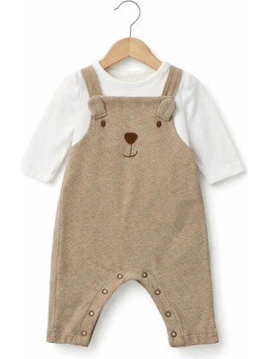 Next Baby Pamuklu Ayıcık Desenli Salopet Body Zıbın Set