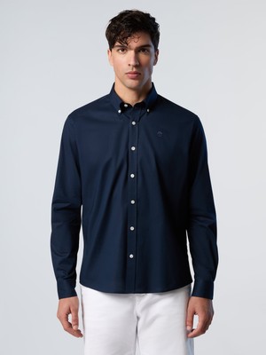North Sails Regular Fit Düğmeli Geniş Yaka Smart-Casual Pamuk Gömlek