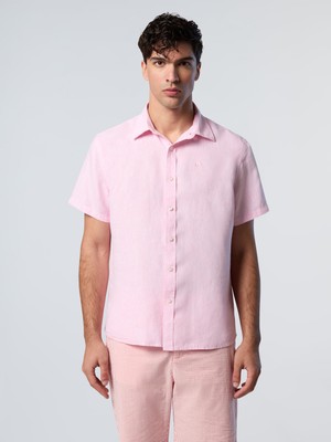 North Sails Regular Fit Kısa Kollu Geniş Yaka Yazlık %100 Keten Gömlek