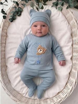 Panfilia %100 Pamuk 0-3 Ay Bebek Hastane Çıkışı 3'lü Set / Yenidoğan / Zıbın