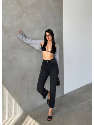 Aida Fashion Kesik Paça Boyfit Jeans