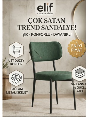 Elif Sandalye Ergonomik Sandalye – Yumuşak Sünger Dolgulu, Modern Tasarım, Konforlu Oturma Sandalyesi