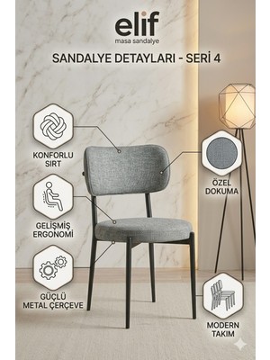 Elif Sandalye Ergonomik Sandalye – Yumuşak Sünger Dolgulu, Modern Tasarım, Konforlu Oturma Sandalyesi