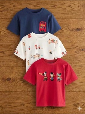 Next Baby Pamuklu Kırmızı Kısa Kollu 3'lü Thsirt Set