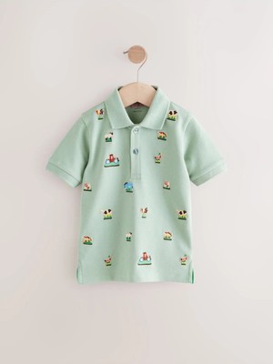 Next Baby Pamuklu Yeşil Cath Kidston Tamamı Işlemeli Kısa Kollu Thsirt