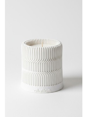 olailon Odunsu Kokulu Beton Mum | Serrated Tasarım | Beyaz | Dekoratif & Modern Stil