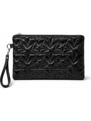 Adelina Bags Yıldız Nakış Işlemeli Portföy El Çantası Bilek Askılı Saten Astarlı Clutch Çanta