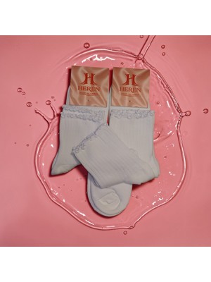 Heren Lastik Fırfırlı 3'lü Kadın Çorap , Fitilli Fırfırlı Kolej Boy