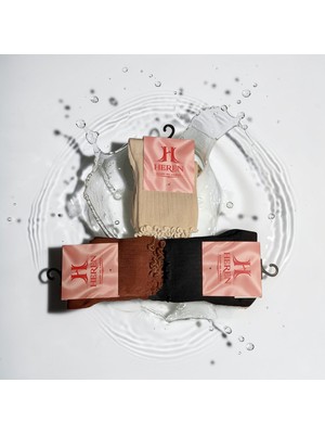 Heren Lastik Fırfırlı 3'lü Kadın Çorap , Fitilli Fırfırlı Kolej Boy