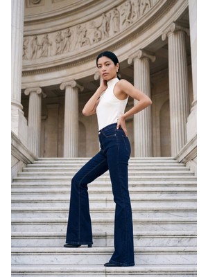 Hies Pantolon - Ispanyol Paça Yüksek Bel Likralı Yeni Sezon Jeans