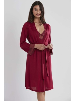 Pierre Cardin 6'lı Penye Modal Gecelik Sabahlık Çeyiz Seti 5025 Bordo