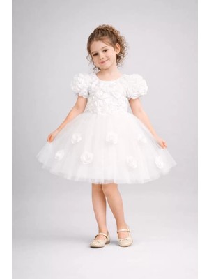 Diamondstar Kız Çocuk Güllü Parti Kıyafeti Dogum Günü ve Gösteri Kostümü Elbisesi