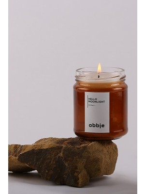 Obbje Vanilya & Marshmallow Kokulu Cam Kavanoz Mum | Amber Cam | Dekoratif & Modern Tasarım