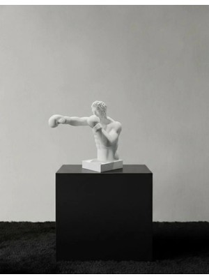 Lamazif Boksör Heykeli 55×55 cm | Büyük Boy Modern Spor Figürü | Dekoratif Boks Temalı Heykel | Premium Polyester Biblo | Ev & Ofis Dekoru