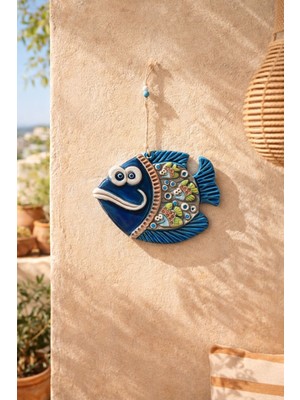 Marena Home Mavi Seramik Balık Duvar Süsü 22X16 cm – Bohem Deniz Temalı Dekoratif Duvar Aksesuarı