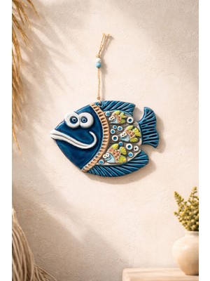 Marena Home Mavi Seramik Balık Duvar Süsü 22X16 cm – Bohem Deniz Temalı Dekoratif Duvar Aksesuarı