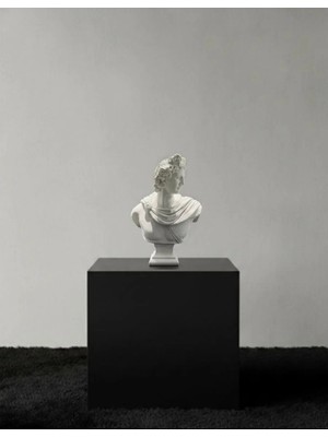 Dekoratif Apollo Büst Heykel – Beyaz Polyester Antik Roma Yunan Tasarım