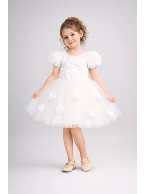 Diamondstar Kız Çocuk Güllü Parti Kıyafeti Dogum Günü ve Gösteri Kostümü Elbisesi 2/12 Yaş