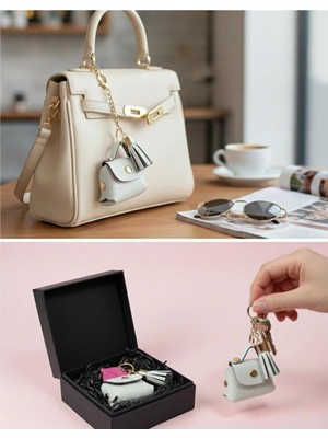 Pololiza Simli Bag Charm Mini Cüzdan / Çok Amaçlı Lüks Anahtarlık ve Çanta Askı Süsü Çanta Aksesuarı