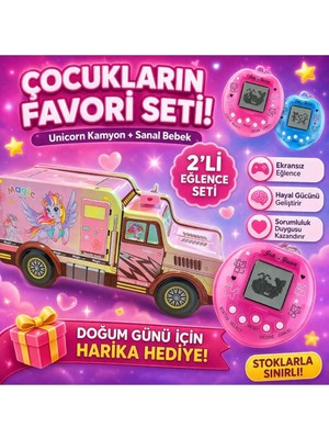 Luminoo Unicorn Kumbara Kamyon & Sanal Bebek Seti (2’li Eğlence Seti)