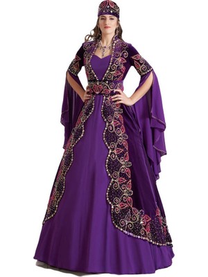 Ceyyiz Kadife Özel Dikim 5 Parça Bindallı Kına Elbisesi Badegül