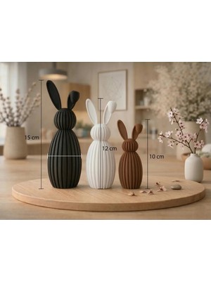 Marchen Collection - Dekoratif Modern Tavşan Figürleri - 3 Parça Tasarım Biblo Seti