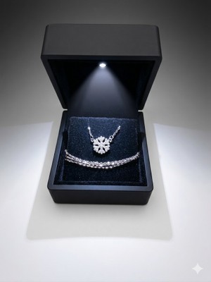 Paix Store 925 Ayar Gümüş Kar Tanesi Kolye - Işıklı Kutuda