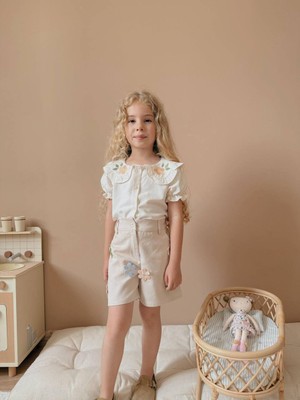 Butik Kız Çocuk %100 Pamuklu Şortlu 2'li Takım Çiçek Desenli