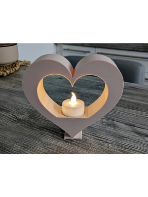 Marchen Collection - Dekoratif Kalp Tasarım Minimalist Tealight Mumluk - 3D Baskı Özel Seri