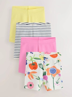 Next Baby Pamuklu Krem Pembe Çiçek Desenli 4'lü Tayt Set