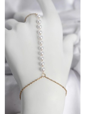 Inure Jewelry 316L Çelik Gold Renk Sıralı Incili Model Kadın Şahmeran