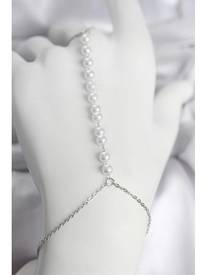 Inure Jewelry 316L Çelik Gümüş Renk Sıralı Incili Model Kadın Şahmeran