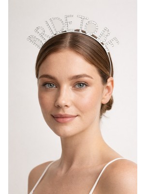 Doğaberen Bride To Be Taç Taşlı Metal Bekarlığa Veda Parti Tacı Gümüş