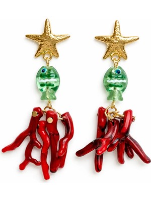 Venüs Design Çelik Murano Balık Charm Küpe