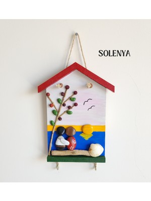 Nart Handicraft El Yapımı Romantik Anahtar Askısı | Minimal Gün Batımı Küçük Anahtarlık | Solenya