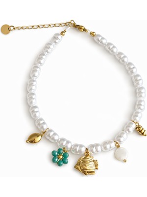 Venüs Design Çelik Incili Balık Halhal