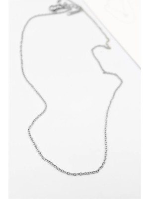 Esranın Dünyası Çelik Zincir Kolye - 45 cm - Gümüş