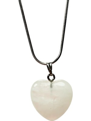 Esranın Dünyası Pembe Kuvars Doğal Taşı Zincirli El Yapımı Kolye Uç: 2 cm Zincir: 20 cm Kutulu