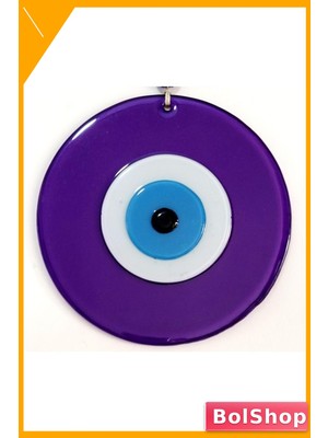 BolShop Nazar Boncuklu Mor Renk 20 Santimetre Çapında Cam Duvar Süsü