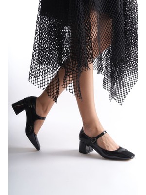 Zerenyus Geneva Premium Siyah Rugan Topuklu Ayakkabı 6 cm