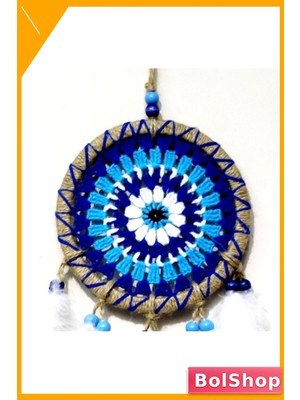 BolShop El Yapımı Rüya Kapanı Duvar Dekorasyonu Beyaz Kuş Tüylü